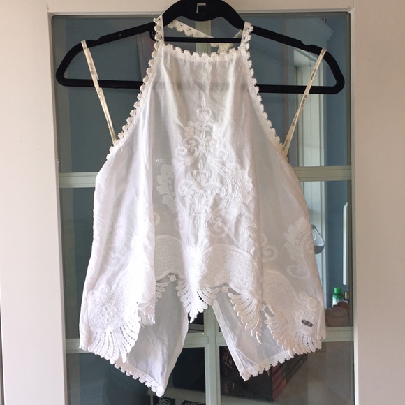 Rip Curl Tops - White Lace Bib Halter top